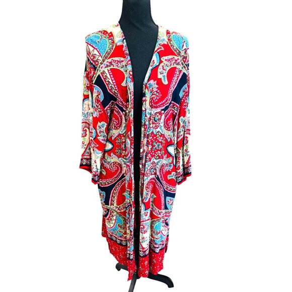 Altard State Paisley Boho Retro Hippie Duster Kimono Cardigan Multicolor Casual - Picture 1 of 8